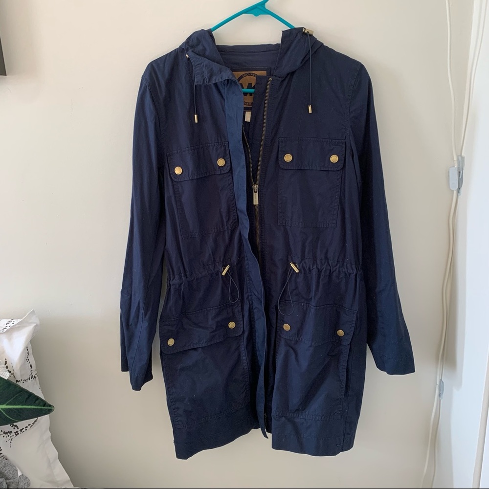 NEW MICHAEL KORS NAVY BLUE UTILITY ANORAK COTTON JACKET
